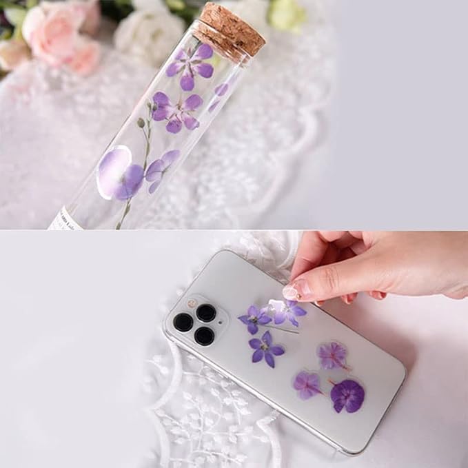 Acxico 160 Pcs Retro Floral Stickers Set PET Transparent Flower Stickers