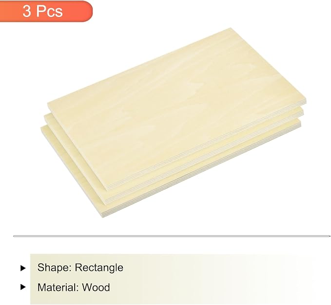 MECCANIXITY 3pcs Basswood Sheets 12 x 8 x 3/8 Inch Unfinished Wood Boards