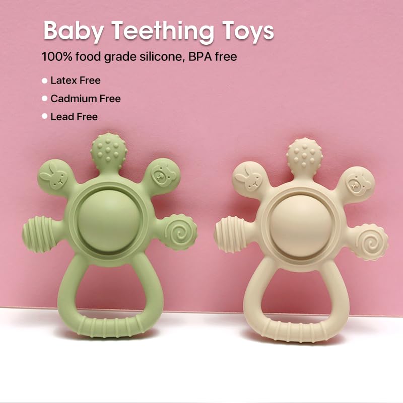 Silicone Rattle Teether for Babies – Soft BPA-Free Teething Toy & Sensory Rattle – 100% Food Grade Silicone, CPC Certified – Soothing Relief for Infants & Toddlers (Rudder - Sky)