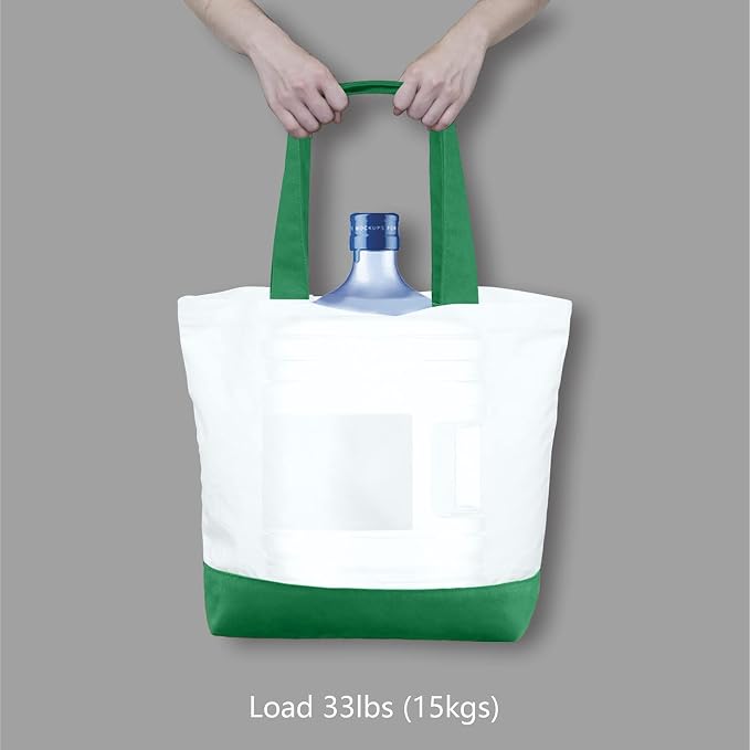 TOPDesign 3-Pack Super Strong Large 12oz Cotton Canvas Tote Bags, Reusable