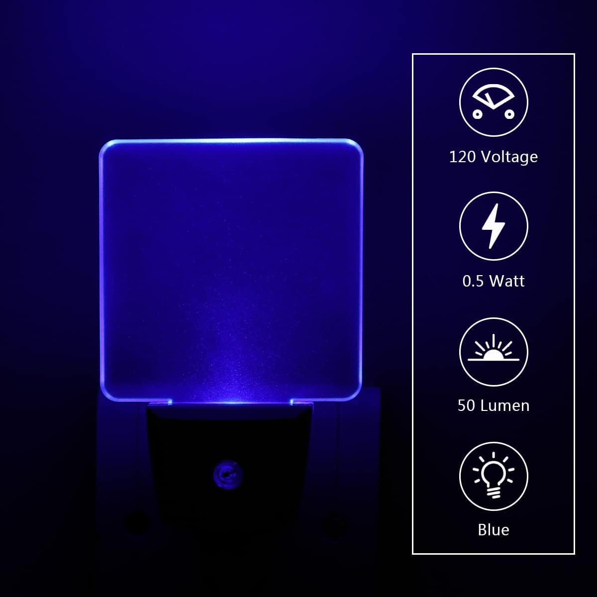 KINUR Blue Night Light,2 Pack LED Night Lights Plug into Wall with Dusk to Dawn sensors, Plug in Night Lights for Kids Room, Bedroom, Bathroom, Baby Nursery,Stair Lights, Hallway Light