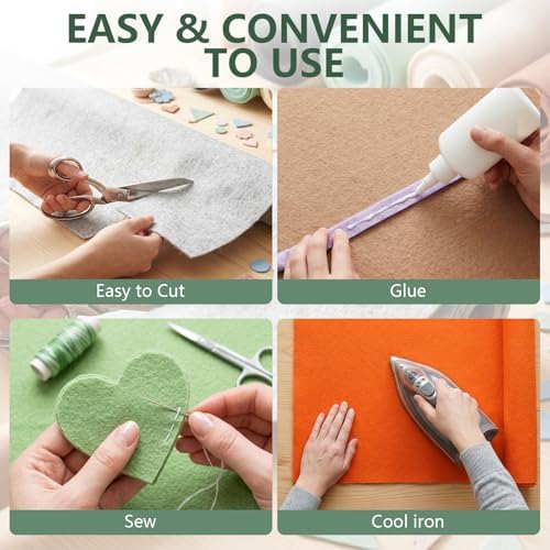 Pure Green Felt Fabric 36'' X 36'', 1.4mm Large Felt Sheets Soft Durable Crafts