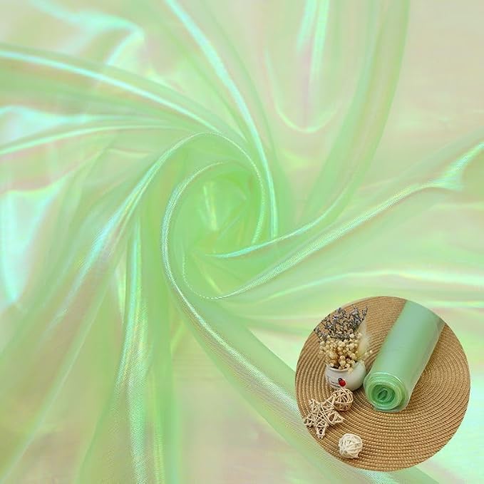 Olive Drab Iridescent Organza Fabric