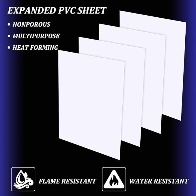 BENECREAT 4 Pcs 2mm PVC Foam Sheet White Plastic Sheet 11.8x15.7 Inch