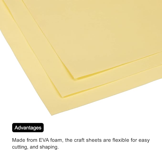 MECCANIXITY EVA Foam Sheets Light Yellow 19.7 Inch x 17.7 Inch 0.8mm Thick
