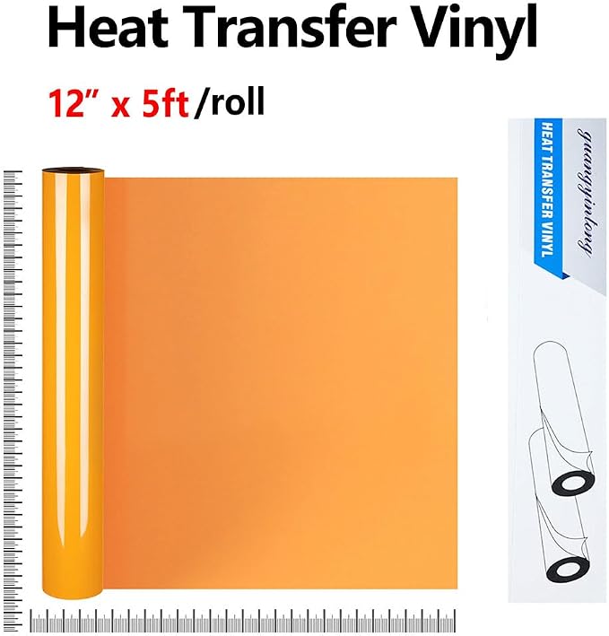 guangyintong Light Orange Heat Transfer Vinyl HTV Rolls, Glossy Surface HTV