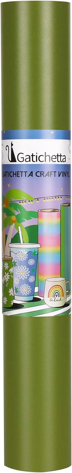 Gatichetta Green Vinyl Army Green Self Adhesive Vinyl Craft Permanent Vinyls