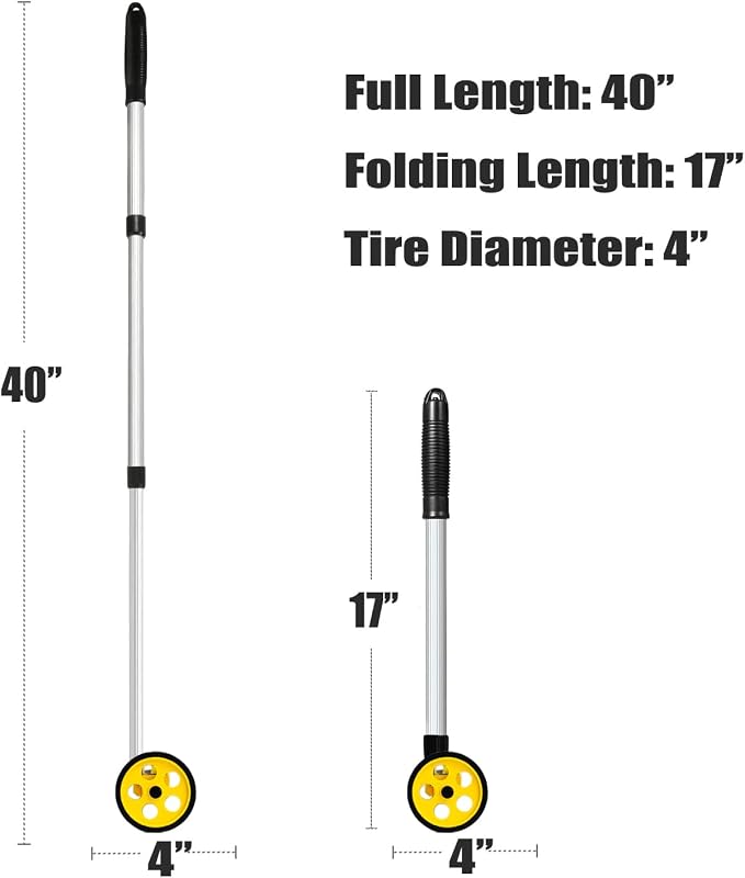 Zozen 4-Inch Measuring Wheel in Feet and Inches, One-Key to Reset | Telescopic
