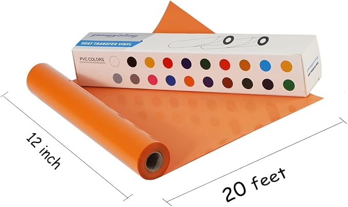 guangyintong Heat Transfer Vinyl Orange HTV Rolls, Glossy Surface HTV Vinyl