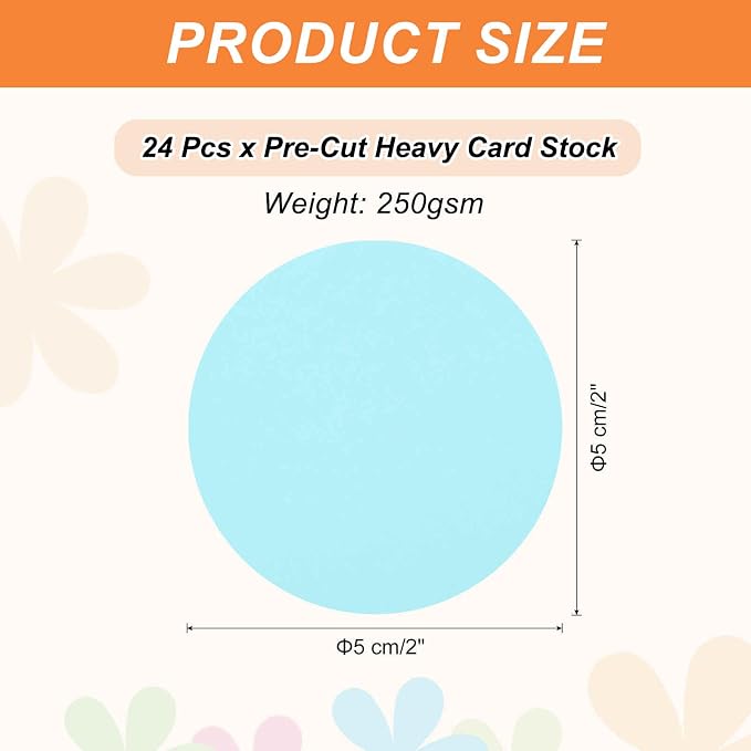 MECCANIXITY 24 Pcs Circle Card Stock, 2 Inch Round Cutouts Paper Thick