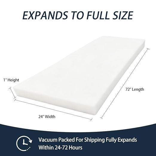 Welacer Upholstery Foam Pad, 0.9x24x72in Soft Cushion Replacement | Perfect