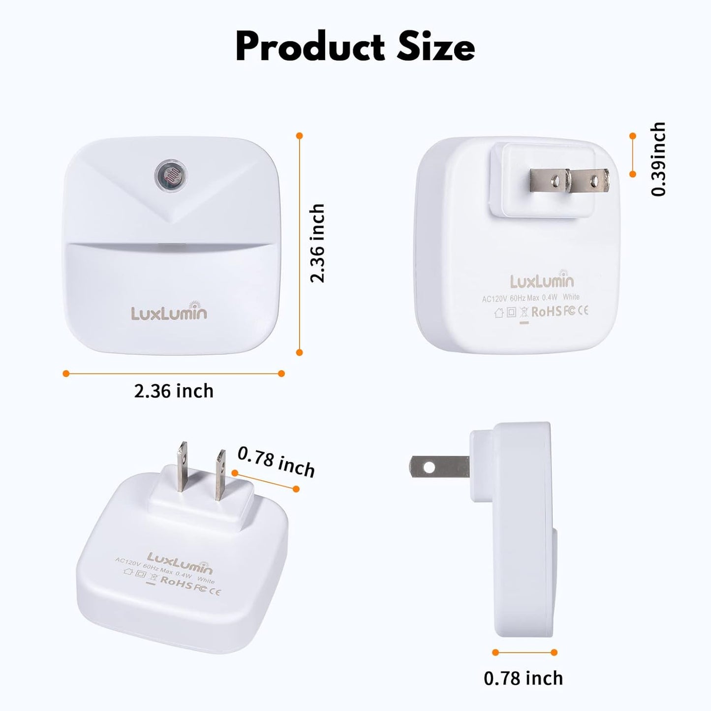 LED Night Lights Plug into Wall with Smart Dusk-to-Dawn Sensor, Automatically Turn on and Off,Night Light for Kids,Bedroom,Bathroom,Stairs,White, 4 Packs