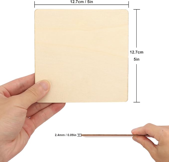 150 PCS Wooden Squares for Crafts, 5 x 5 Inch Unfinished Wood Pieces for Crafts