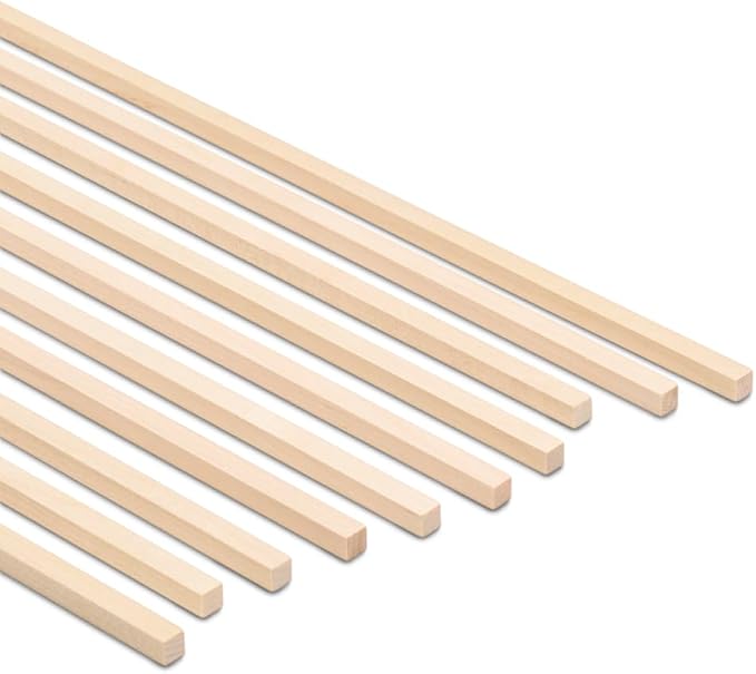 DIY Wooden Square Dowel Rod 1/4-inch x 18 Pack of 25 Hobby Wood Sticks