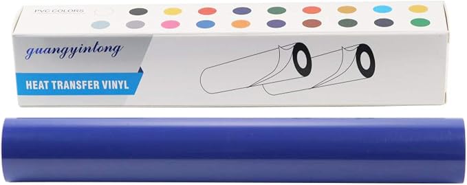 guangyintong Heat Transfer Vinyl Blue HTV Rolls, Matte Surface PVC Material
