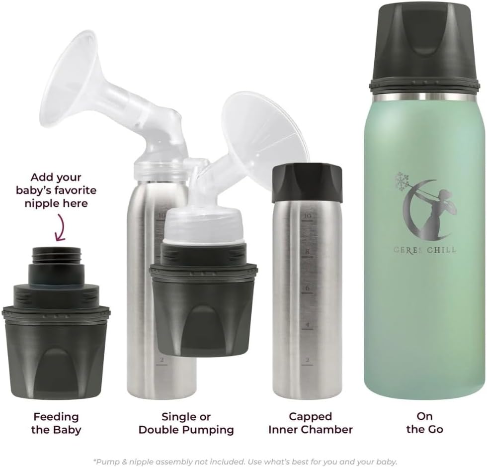 CERES CHILL OG Breastmilk Chiller & Warmer – 12–34oz Portable Breast Milk Cooler, Storage & Baby Bottle for Travel, Work or On-The-Go – Pump Compatible Container – Dawn