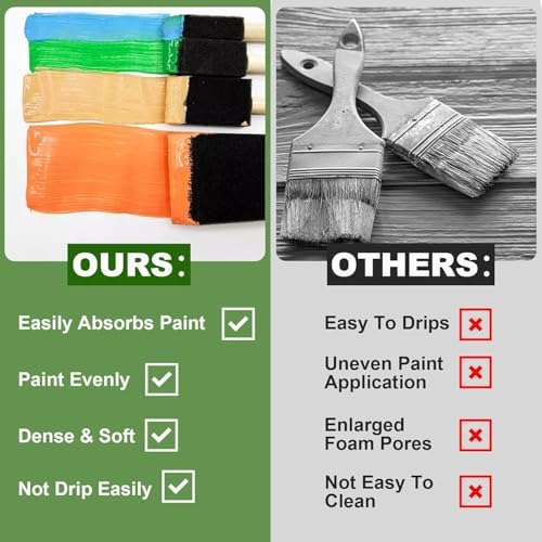13 Pcs Foam Paint Brushes 5 Sizes, Touch Up, DIY Craft Projects
