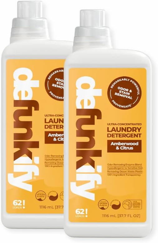 Laundry Detergent 124 Load. 'Amberwood & Citrus' Essential Oil Liquid Laundry Detergent Washing Soap for Sensitive Skin. ProvenSafe™ Cleaning Supply w/Odor & Stain Remover for Activewear & All Fabrics