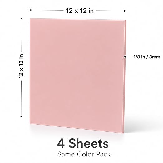 Macaron Pastel Cast Acrylic Sheets 12x12 1/8" | Dual finish matte & glossy cast