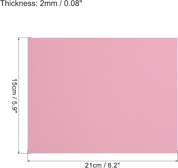 MECCANIXITY EVA Foam Sheets Pink 7.6 Inch x 5.9 Inch 2mm Thickness