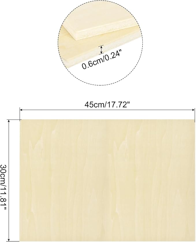 MECCANIXITY 3pcs Basswood Sheets 18 x 12 x 1/4 Inch Unfinished Wood Boards