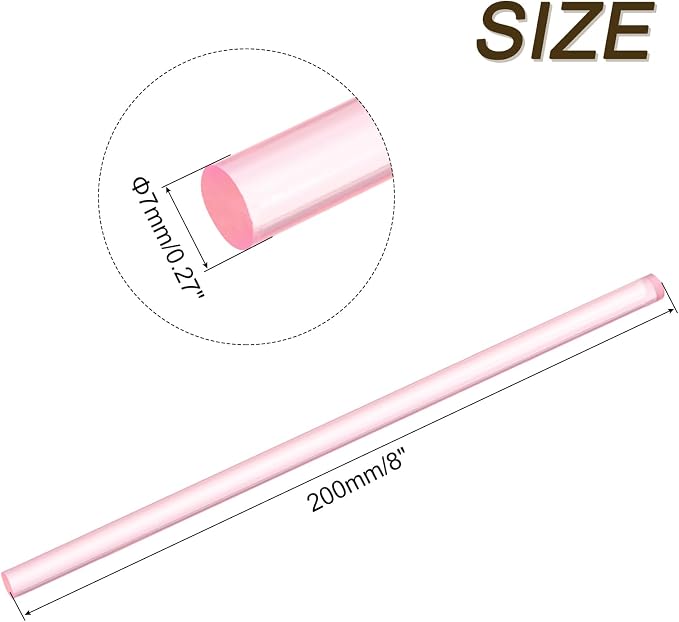 uxcell Mini Hot Glue Sticks for Glue Gun 7mm x 200mm Transparent Pink 12pcs