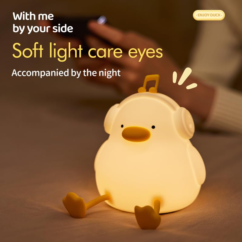 ATSUI Night Light for Kids, Squishy Duck Design, 3 Level Dimmable, Silicone Construction
