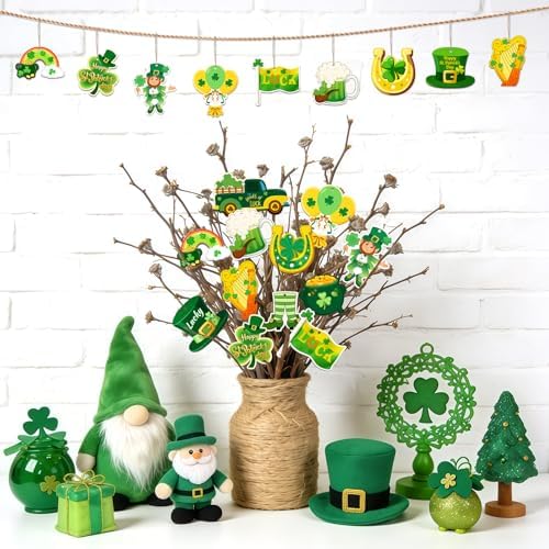 36PCS Wooden St. Patrick's Day Ornaments to Paint Shamrock Cutout Decorations