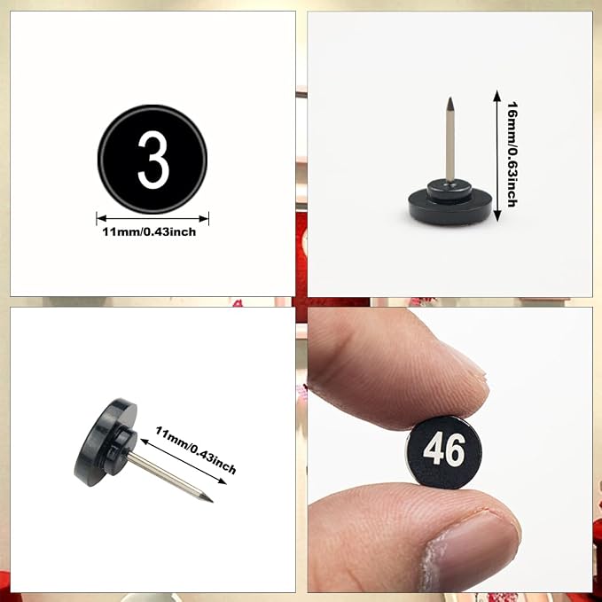ELANE 100 Pcs Numbered Thumb Tacks