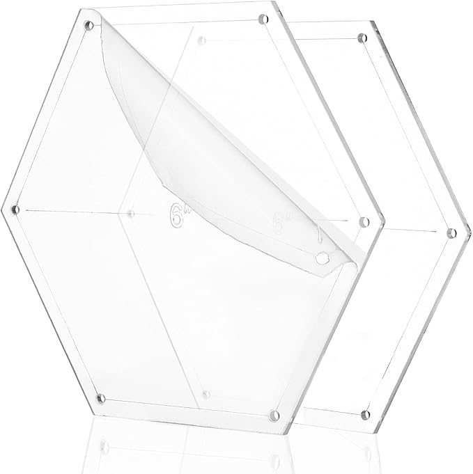 BENECREAT 6Pcs Mixed Sizes Hexagon Quilting Template Transparent Pressure Plate