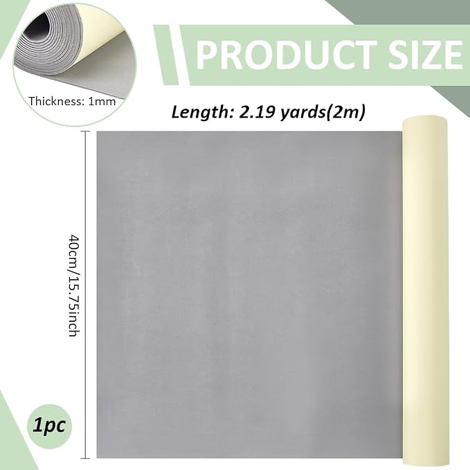 BENECREAT 78.7x15.7 Inch Light Grey Self-Adhesive EVA Foam Roll, 1mm Thick
