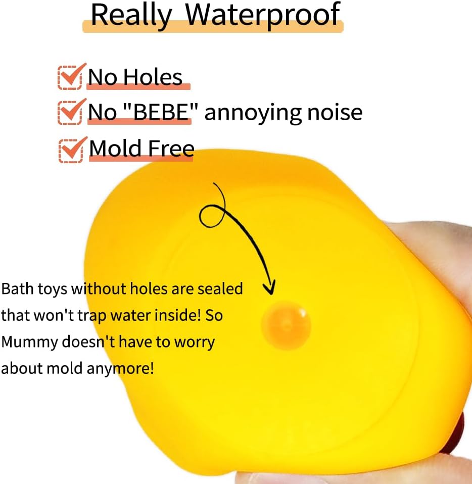 Rubber Funny Ducks/Duckies Waterproof No Bebe Noise Bath Toy Without Hole or with No Hole Student Office Desktop Decor IT Programmer Funny Partner Rubber Duckies in Bulk