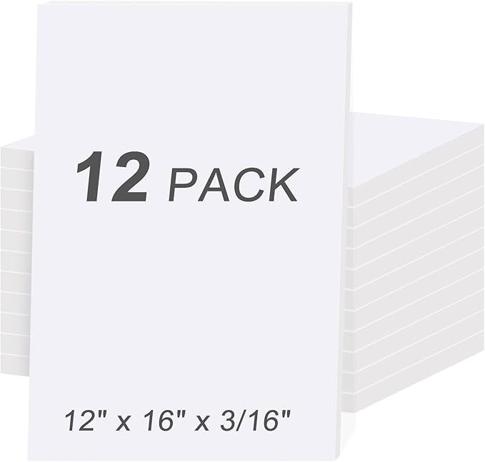 MYFAMIREA 12 Pack White Foam Board 12" x 16", 3/16" Thick Board Poster