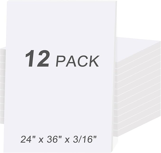 MYFAMIREA 12 Pack White Foam Board 24" x 36", 3/16" Thick Board Poster