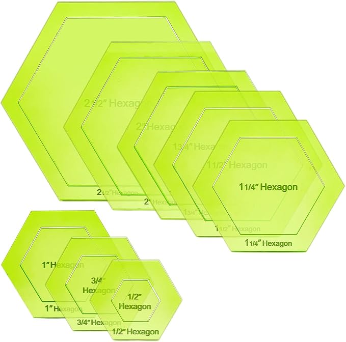BENECREAT 16 Sizes Hexagon Quilting Template, Acrylic Intricate Sewing Machine