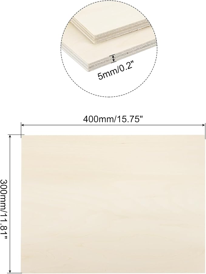 MECCANIXITY Basswood Sheet 15.7 x 11.8 x 0.2 Inch Unfinished Wood Boards Plywood