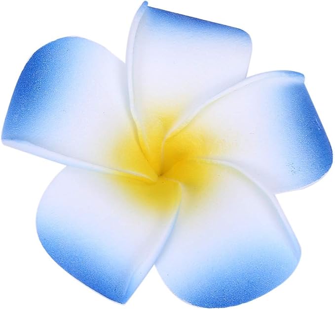 Pursuestar 100Pcs Blue Foam Hawaiian Frangipani Artificial Plumeria Flower