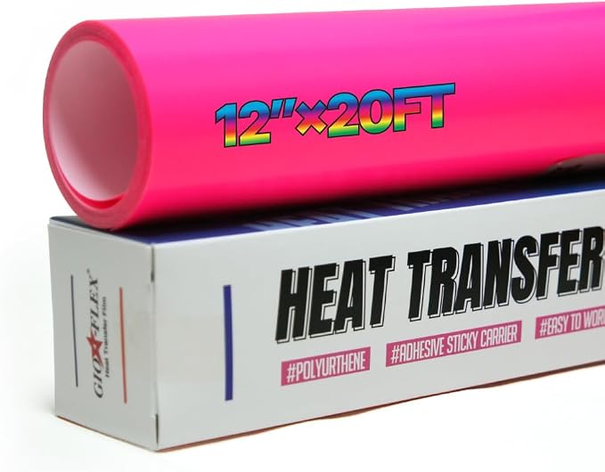 PU Heat Transfer Vinyl 12"×20ft Roll Neon Pink – HTV