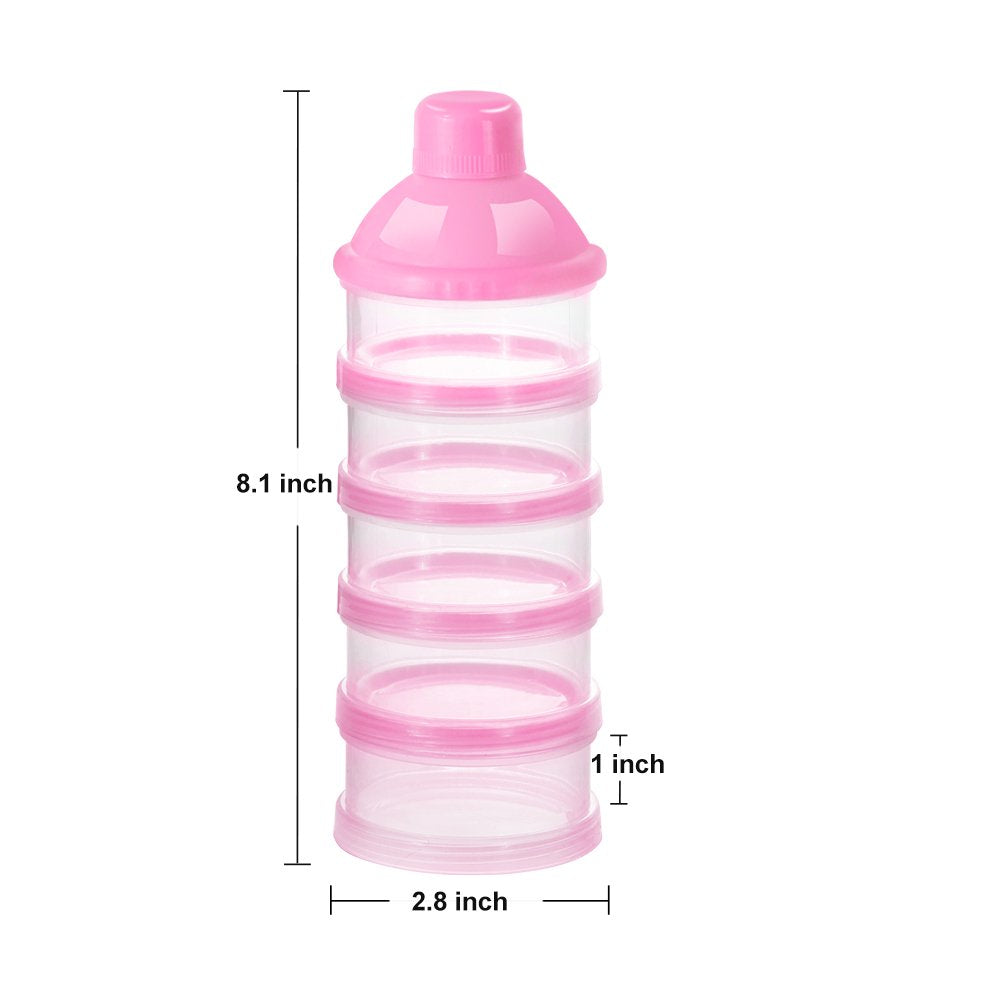 Accmor Formula Dispenser On The Go, 5 Compartments Stackable Formula Container for Travel, Baby Milk Powder Kids Snack Container, BPA Free
