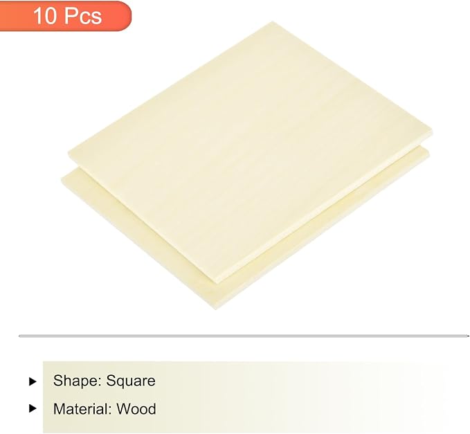 MECCANIXITY 10pcs Basswood Sheet 4 x 4 x 1/8 Inch Unfinished Wood Boards Plywood