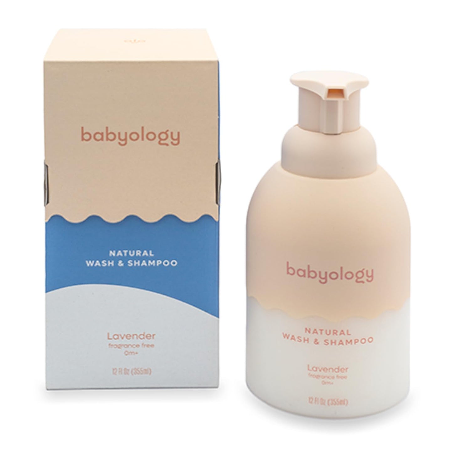 Babyology All Natural Baby Wash and Shampoo - 100% Edible Ingredients - with Organic Lavender Essential Oil (Fragrance Free) – 12 FL OZ - Good for Sensitive Skin - Non Toxic - Tear Free (Pack of 2)