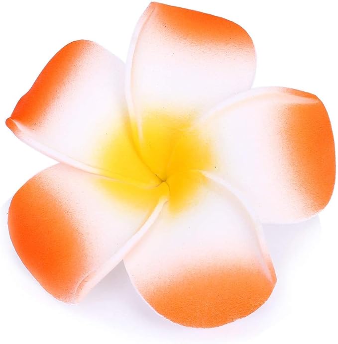 Pursuestar 100Pcs Orange Foam Hawaiian Frangipani Artificial Plumeria Flower