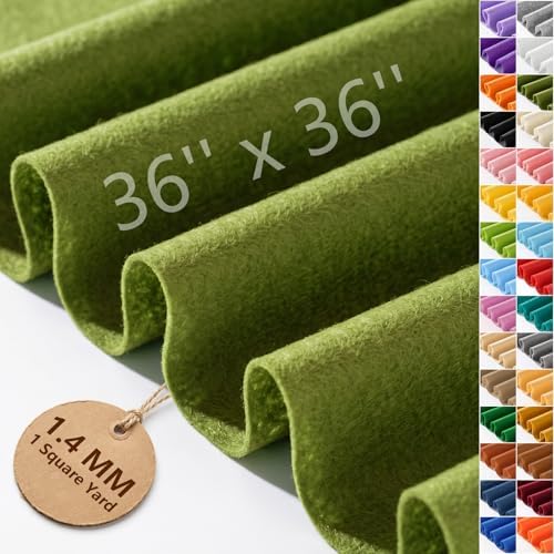 Fern Geen Felt Fabric 36'' X 36'', 1.4mm Large Felt Sheets Soft Durable Crafts