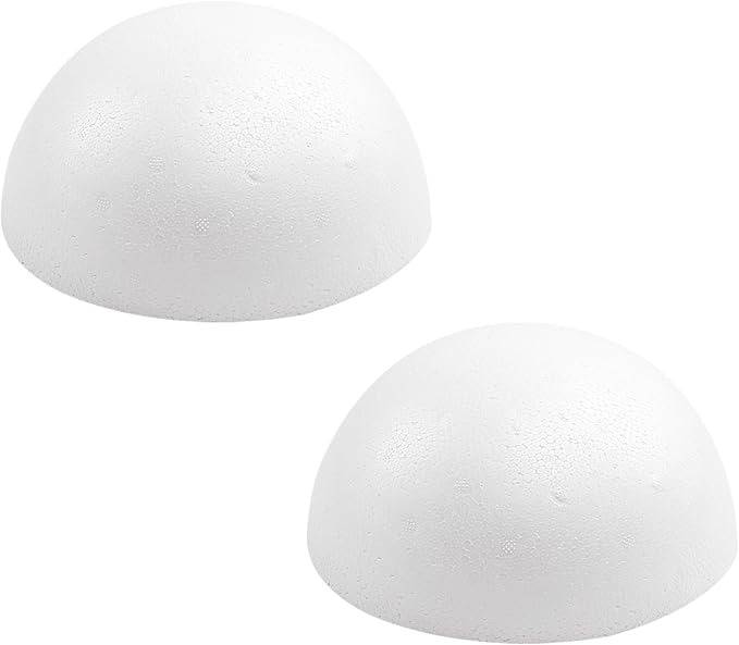 Crafjie 2PCS 8 Inchs White Foam Balls Half Round Polystyrene Half Foam Balls