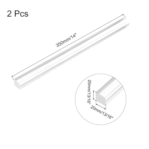 MECCANIXITY 2pcs Acrylic Square Rods 13/16" x 14" Clear Acrylic Dowel Rods