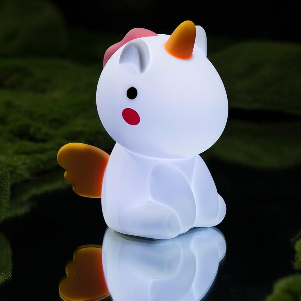 Unicorn Night Light for Adults Kids,Rechargeable Light Table Lamp Bedside Lamp with 7 Colors,LED Dimmable Animal Silicone Sleep Night Lamp Cute Room Decor Night Light for Girls Boys