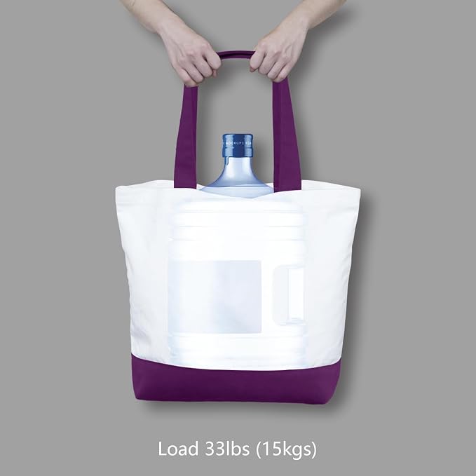 TOPDesign 3-Pack Super Strong Large 12oz Cotton Canvas Tote Bags, Reusable