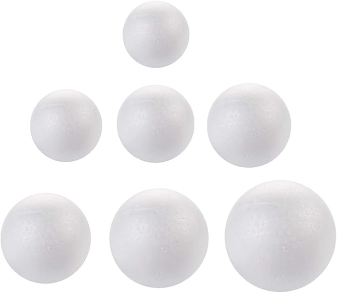 DIYASY 100 Pcs 2-8cm White Smooth Foam Balls