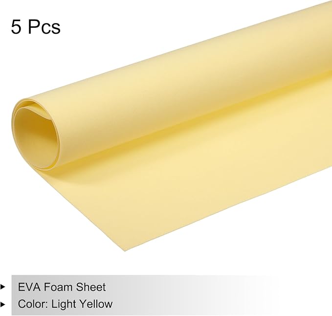 MECCANIXITY EVA Foam Sheets Light Yellow 19.7 Inch x 19.7 Inch 1mm Thick Crafts
