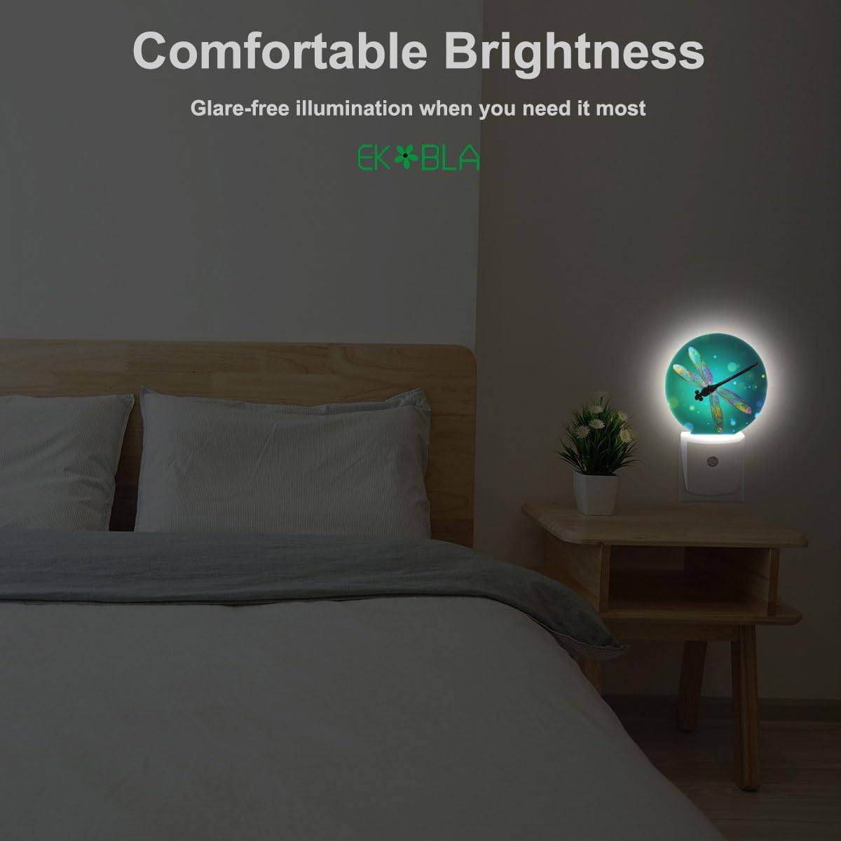EKOBLA Dragonfly Night Light Fantasy Green Dragonfly Night Lights Plug into Wall for Boys Girls, Led Lamp for Stairway/Hallway/Bedroom 0.5W Nightlight Sleep Friendly